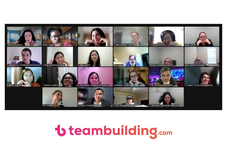 ECOM CPA team members on a video call during a virtual team-building event